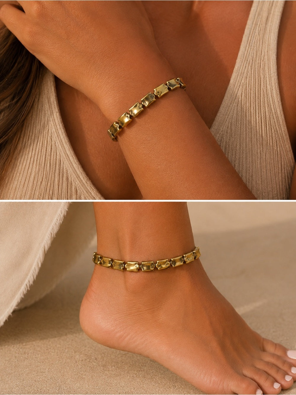 Gold Rectangular Beaded Jewelry - Made to Order