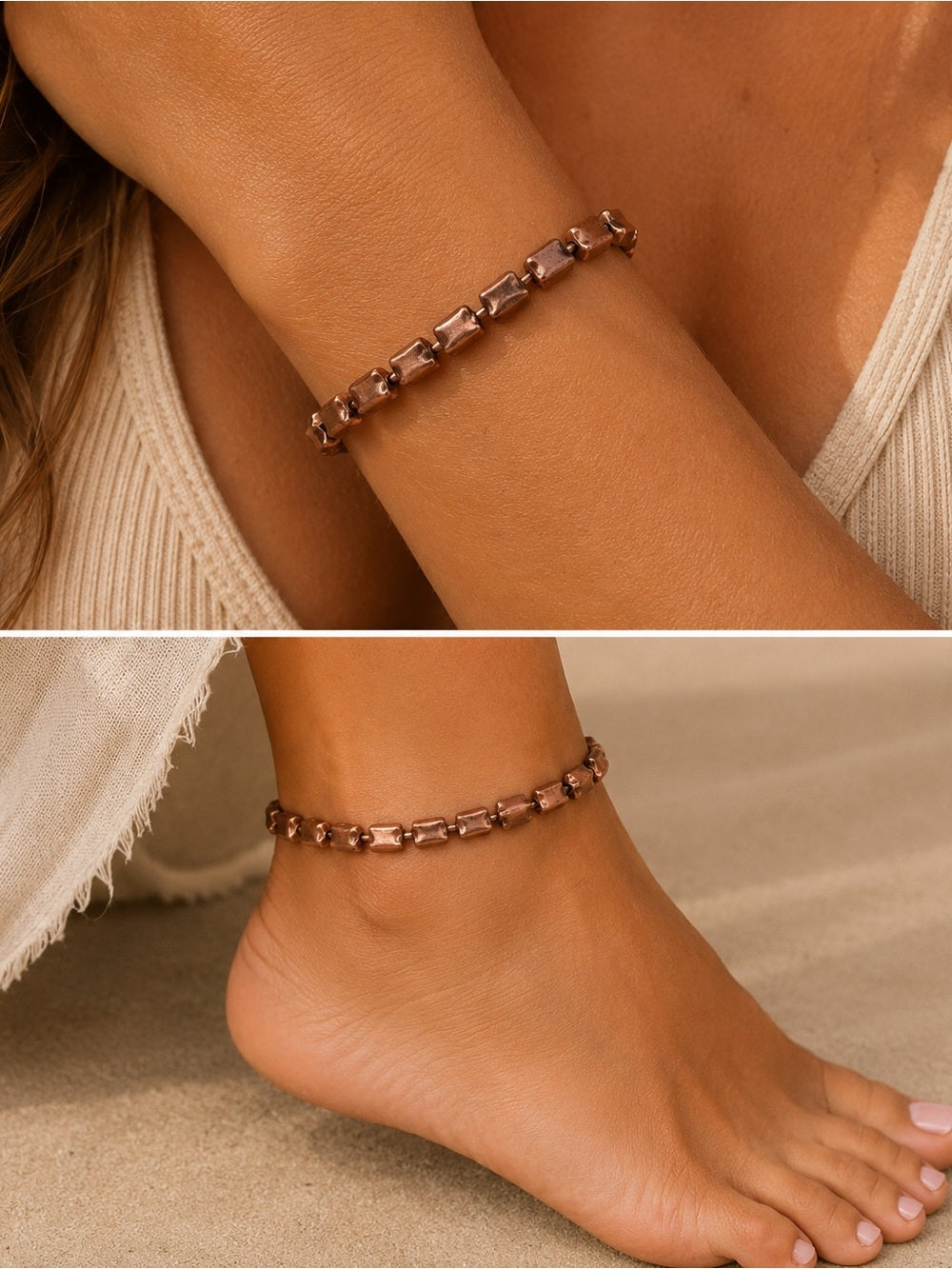 Copper Rectangular Beaded Jewelry - Made to Order