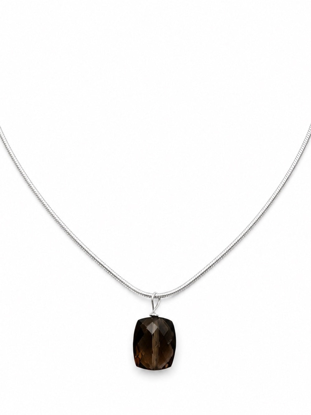 Nb89 Smokey Quartz Snake Chain Necklace