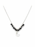 Nc7 Moonstone + Black Spinel Moon Necklace