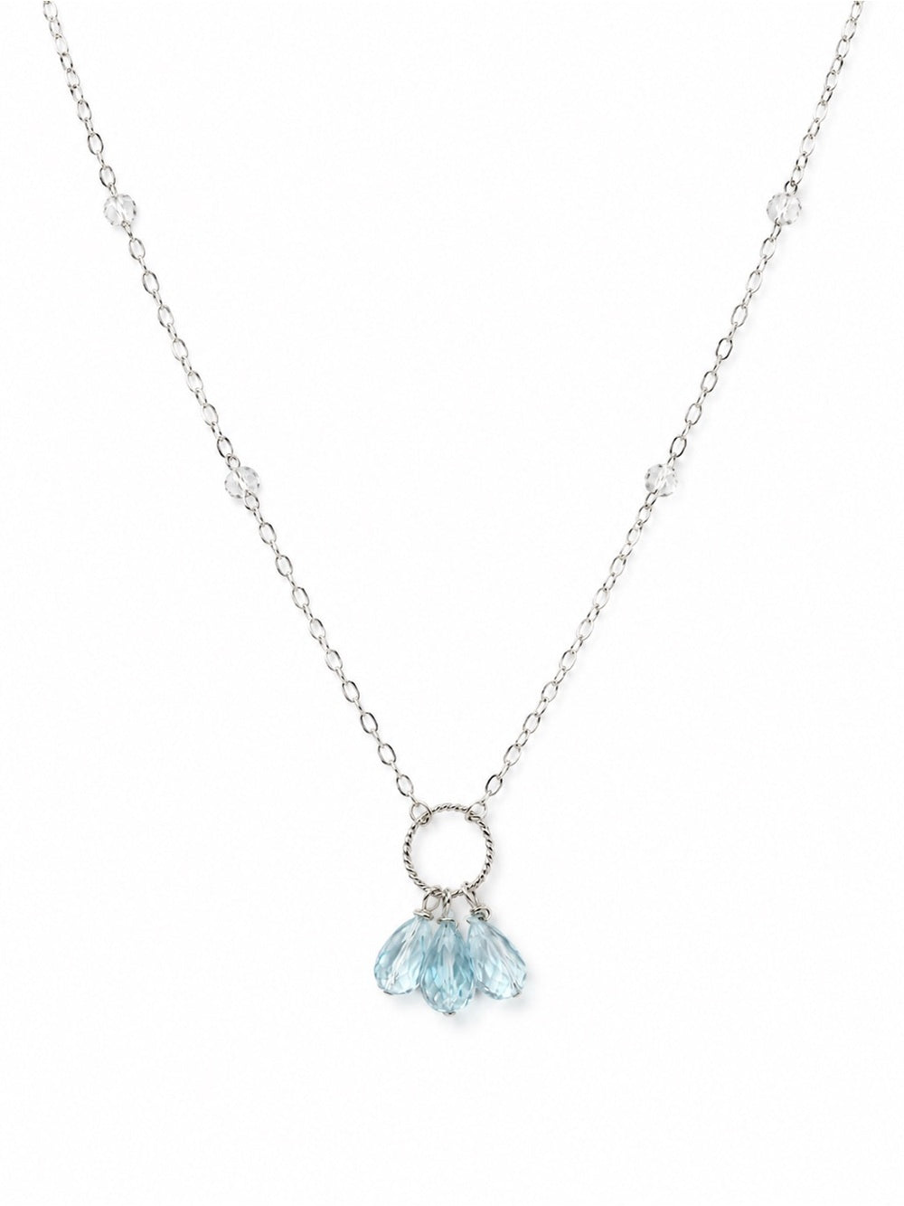 Nb92 Moonstone and Blue Topaz Circle Necklace