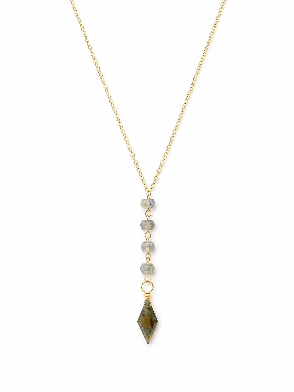 Nb74 Labradorite Lariat Diamond Necklace