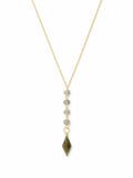 Nb74 Labradorite Lariat Diamond Necklace