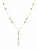 Nb78 Smokey Quartz and Blue Topaz Necklace