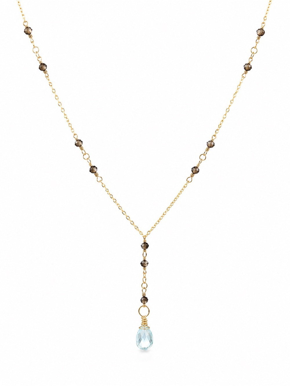 Nb78 Smokey Quartz and Blue Topaz Necklace