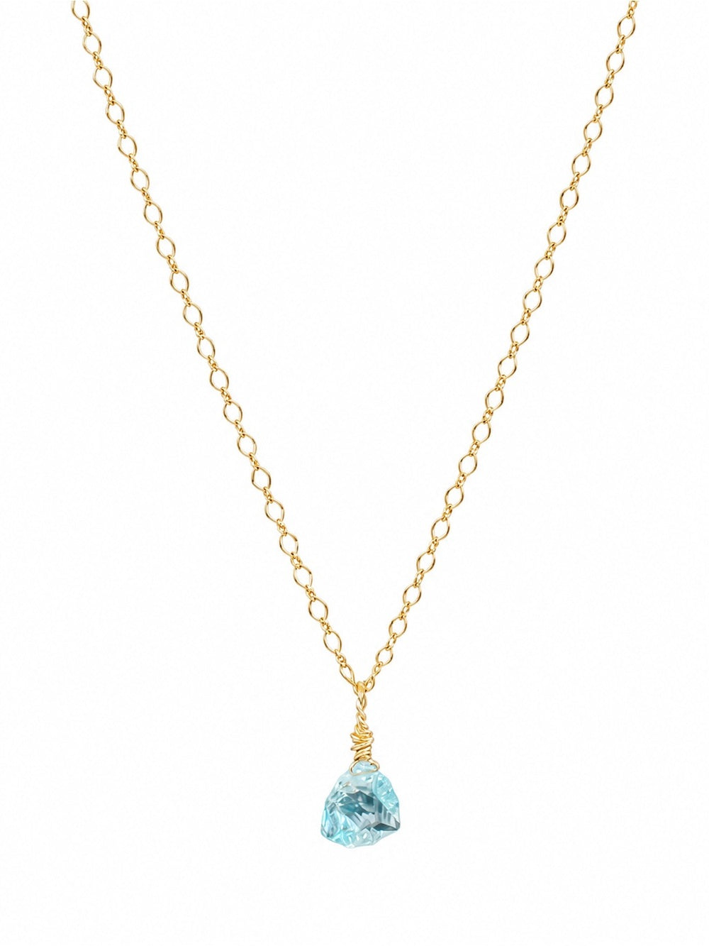 Nb86 Blue Topaz Gold Filled Necklace