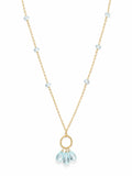 Nb93 White + Blue Topaz Circle Necklace