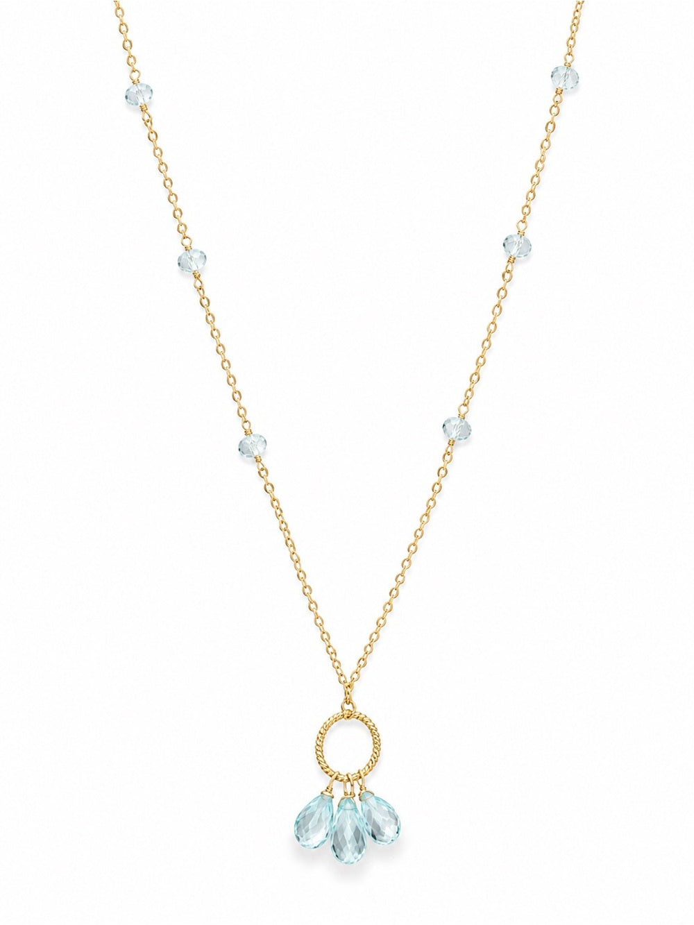 Nb93 White + Blue Topaz Circle Necklace
