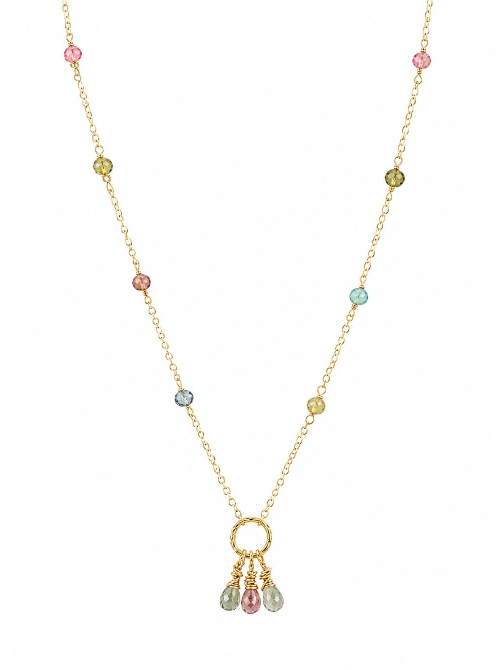 Nb88 Mixed Tourmaline Circle Necklace