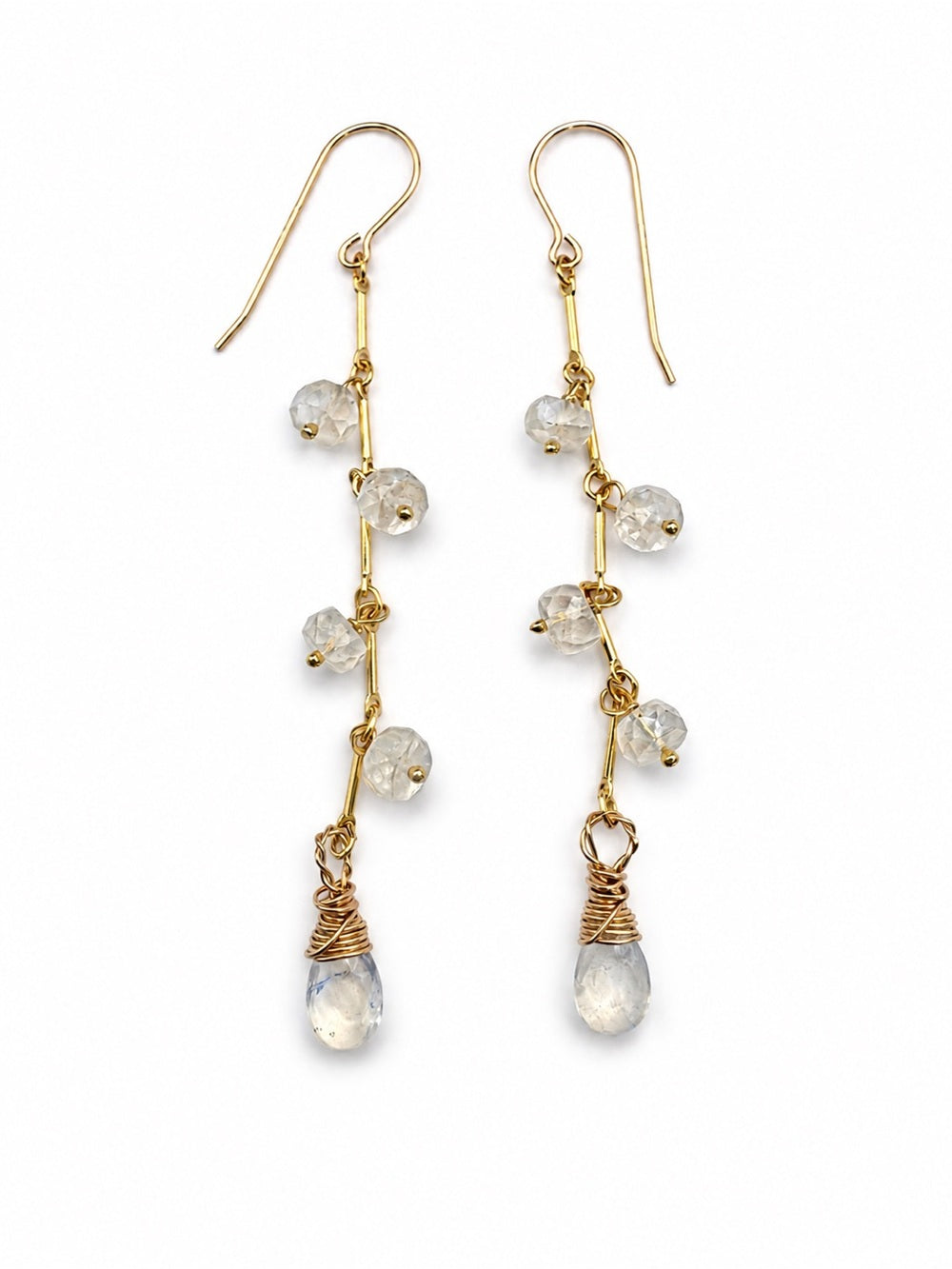 HKB57 Moonstone Gold Filled Link Hook Earring