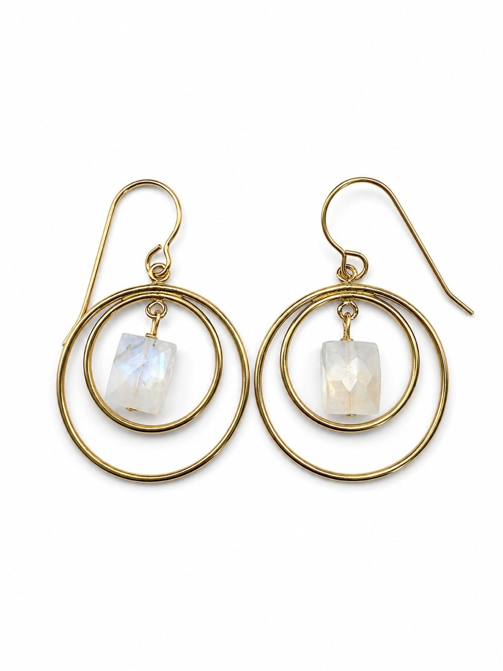 HKB58 Moonstone Double Hoop hook Earring