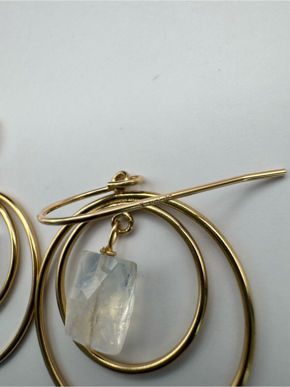 HKB58 Moonstone Double Hoop hook Earring
