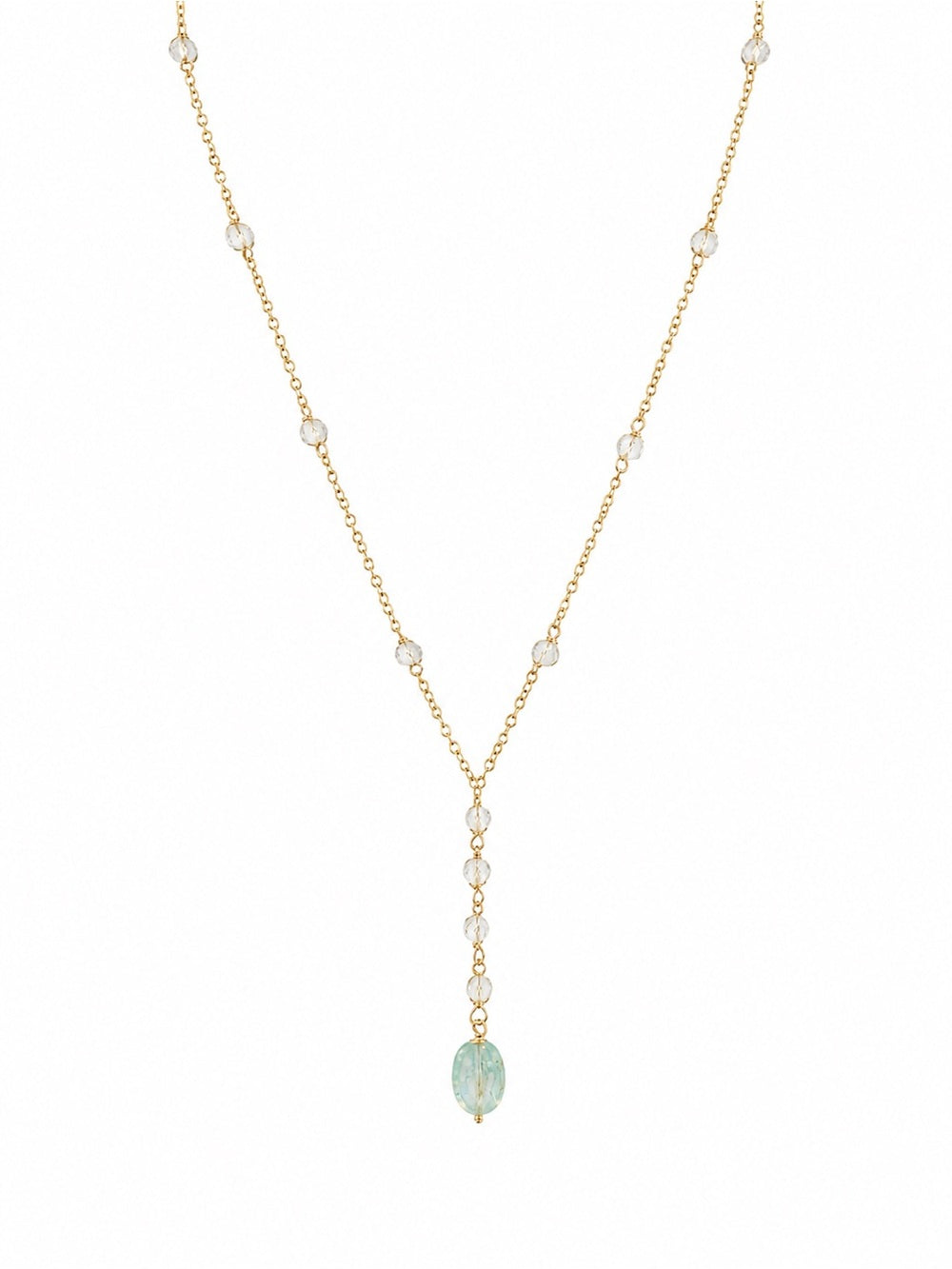 NBT3 Lariat Kyanite + Lemon Quartz Necklace