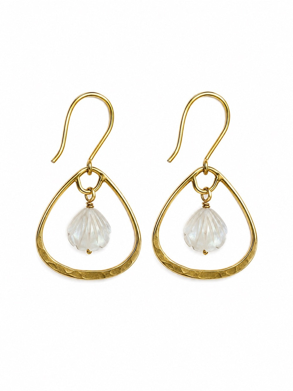 HKB90 Lotus Hook moonstone shell Earring