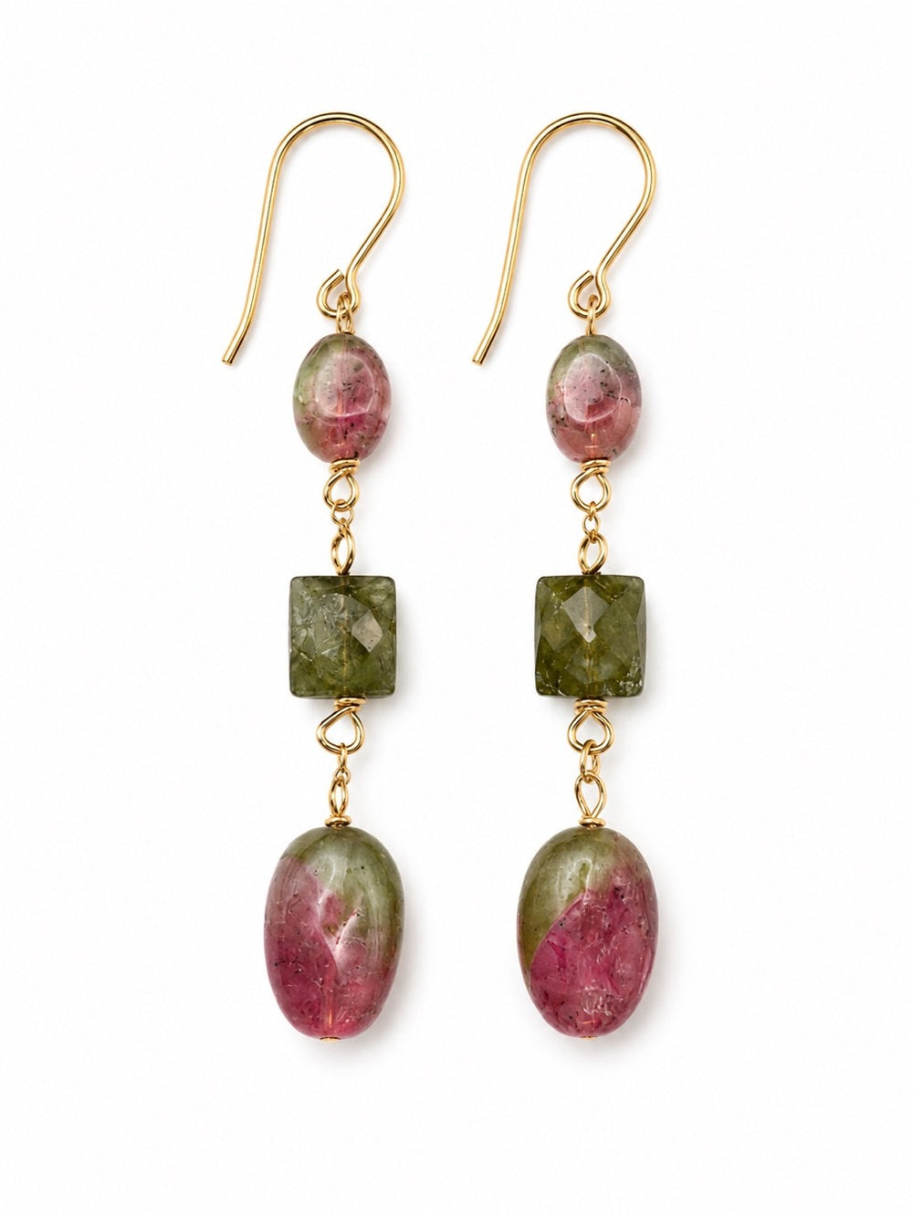 HKB3 Mixed Tourmaline Dangle hook Earrings
