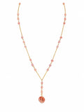 NB72 Lariat Strawberry Quartz Necklace
