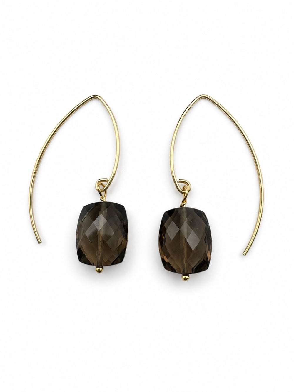 Hkb81 Smoky Quartz Gold Filled Hook Earrings