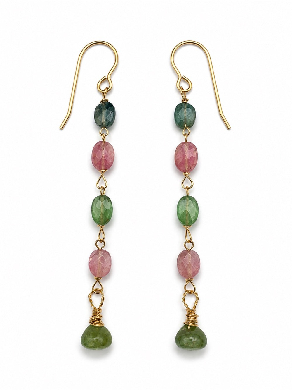 HKB54 Oval Mixed Tourmaline Hook Earrings