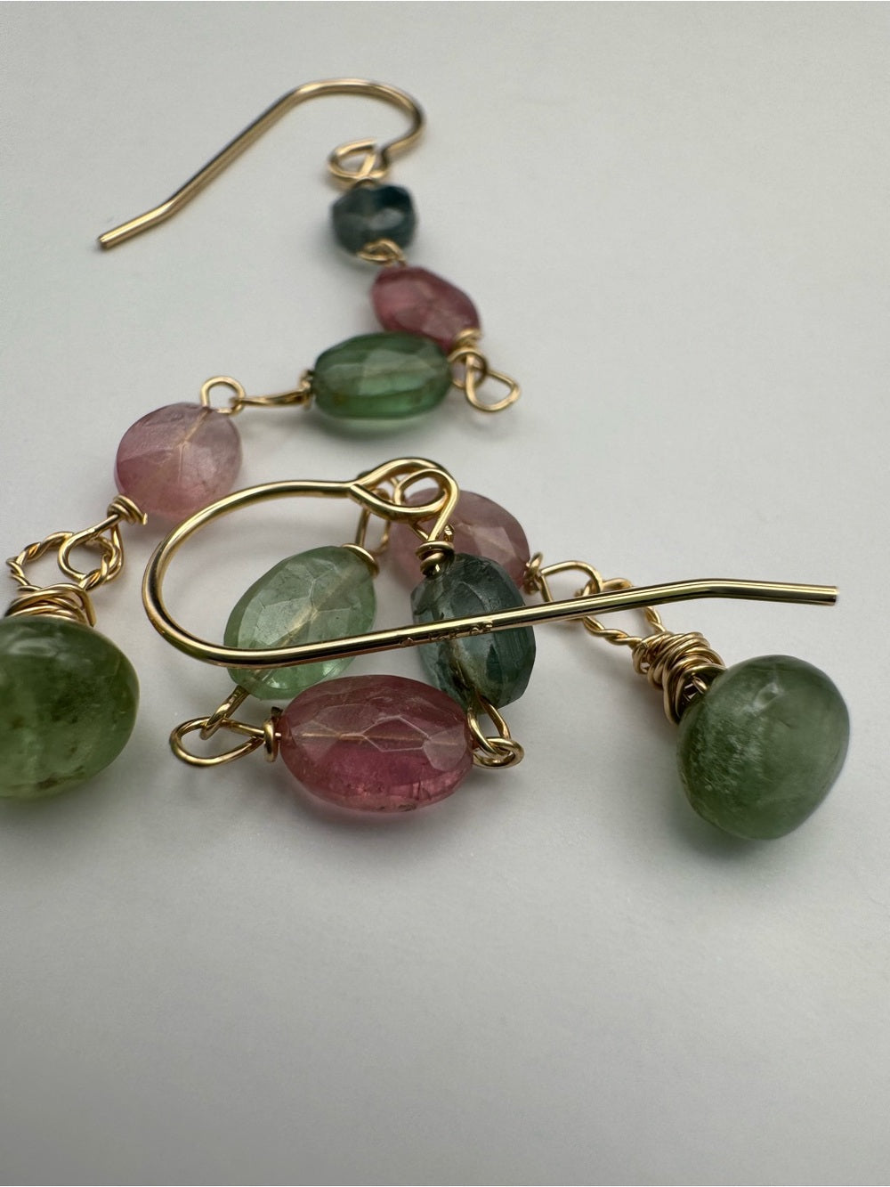HKB54 Oval Mixed Tourmaline Hook Earrings