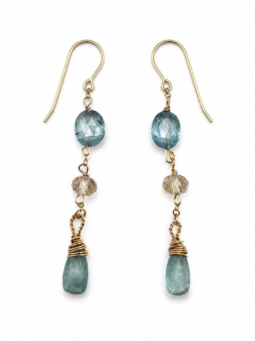 HKB9 Kyanite + Lemon Quartz Hook Earring