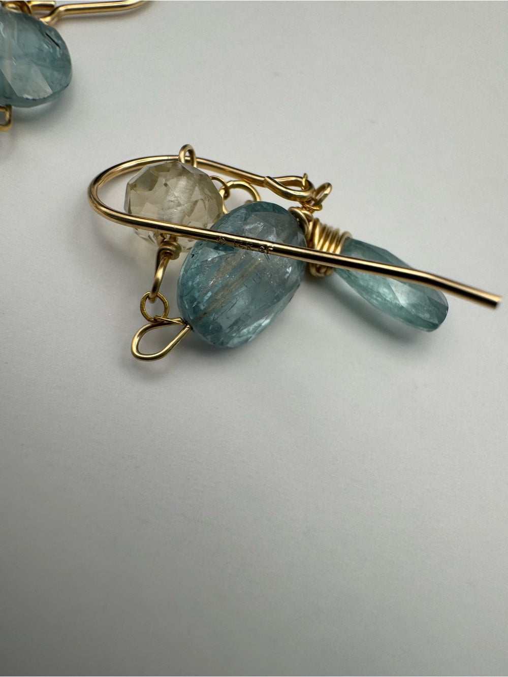 HKB9 Kyanite + Lemon Quartz Hook Earring