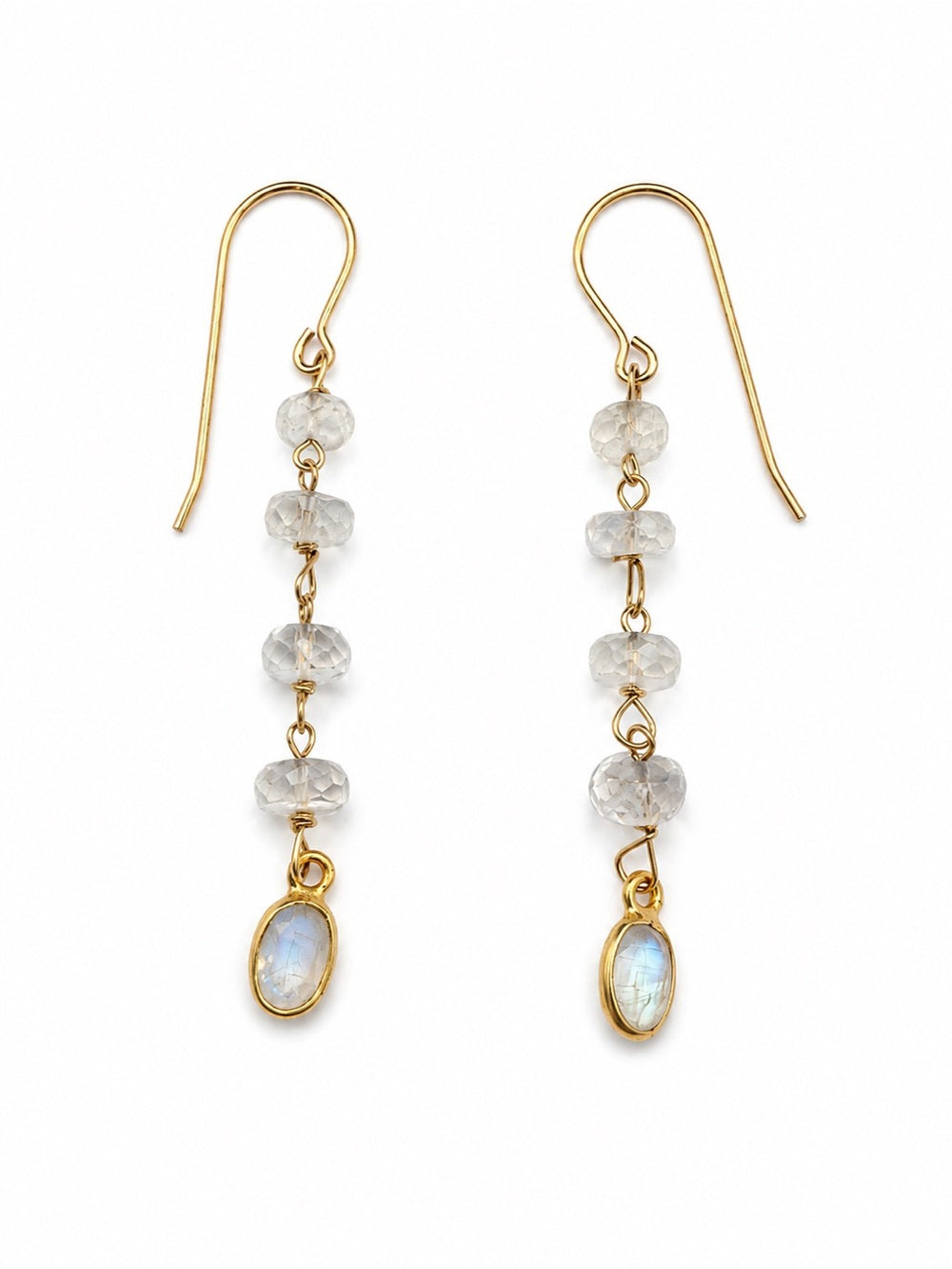 HKB59 Moonstone Gold Filled Hook Earrings