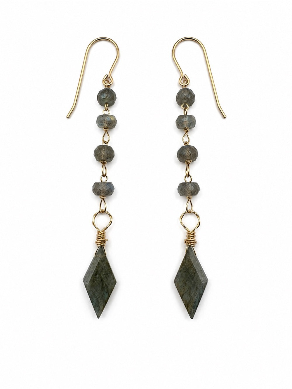 HKB62 Labradorite Diamond Hook Earrings