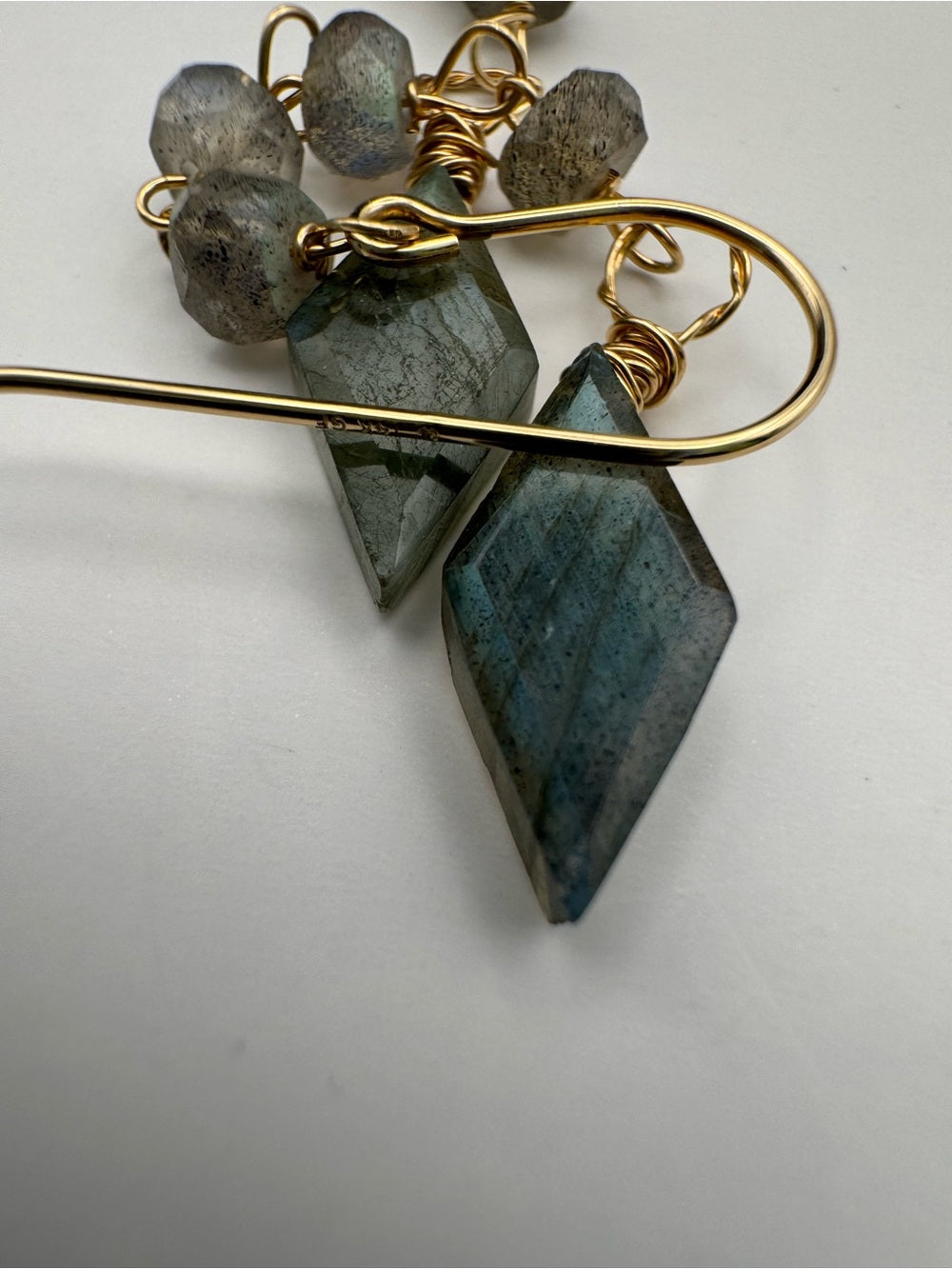 HKB62 Labradorite Diamond Hook Earrings