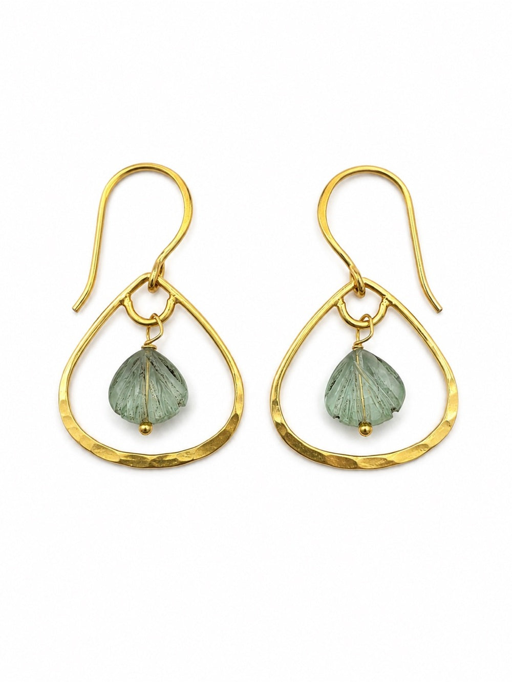 HKB108 Flourite Shell Lotus Hook Earrings