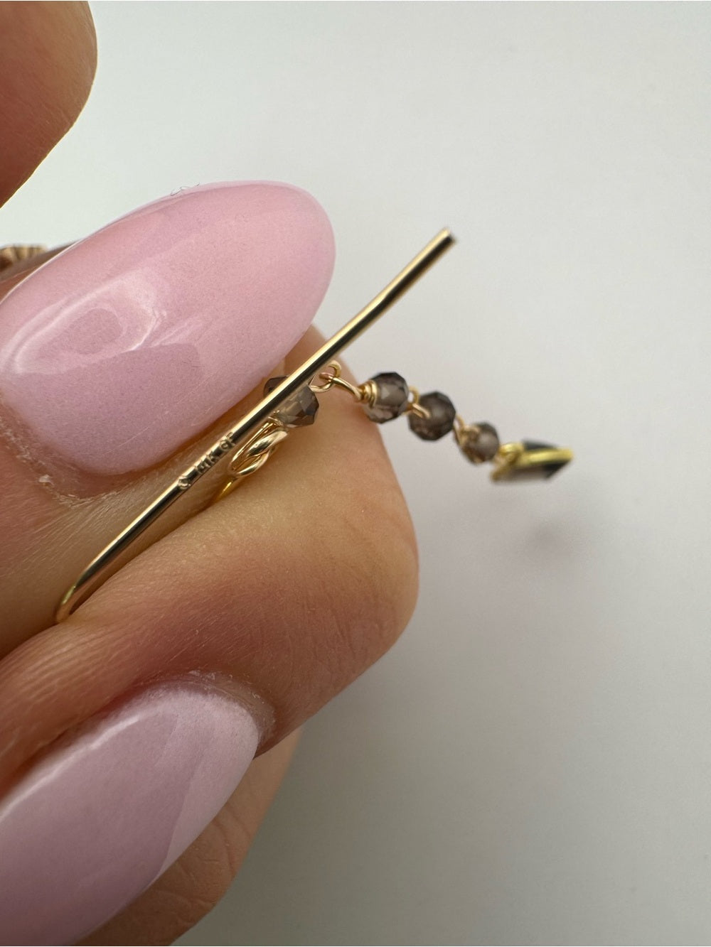 HKB81 Smoky Quartz Hook Diamond Earrings