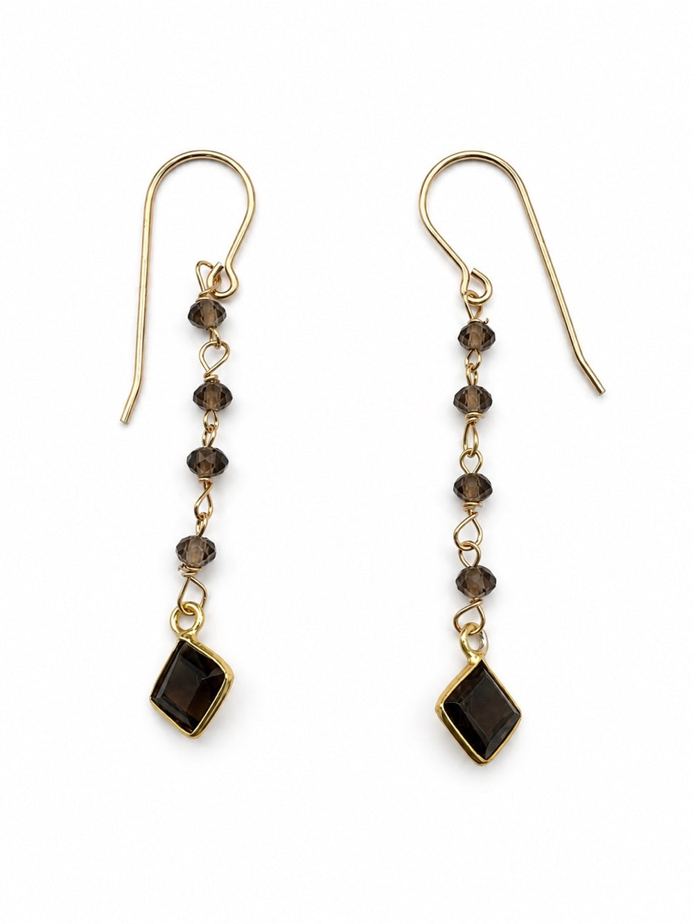 HKB81 Smoky Quartz Hook Diamond Earrings