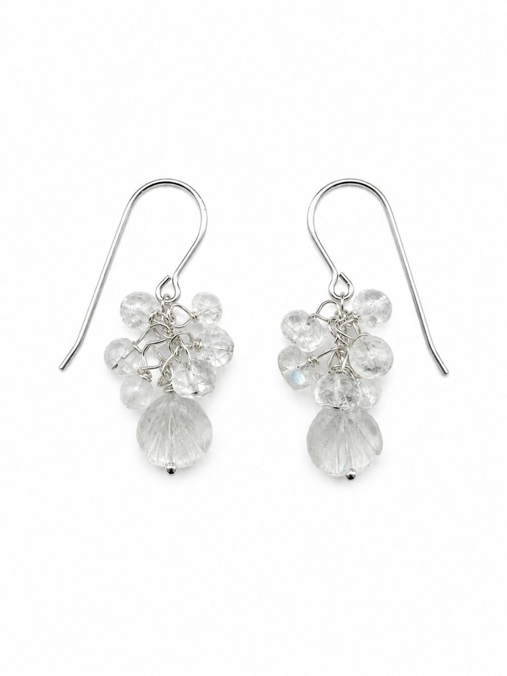 HKB101 Moonstone Shell Dangle Hook Earrings