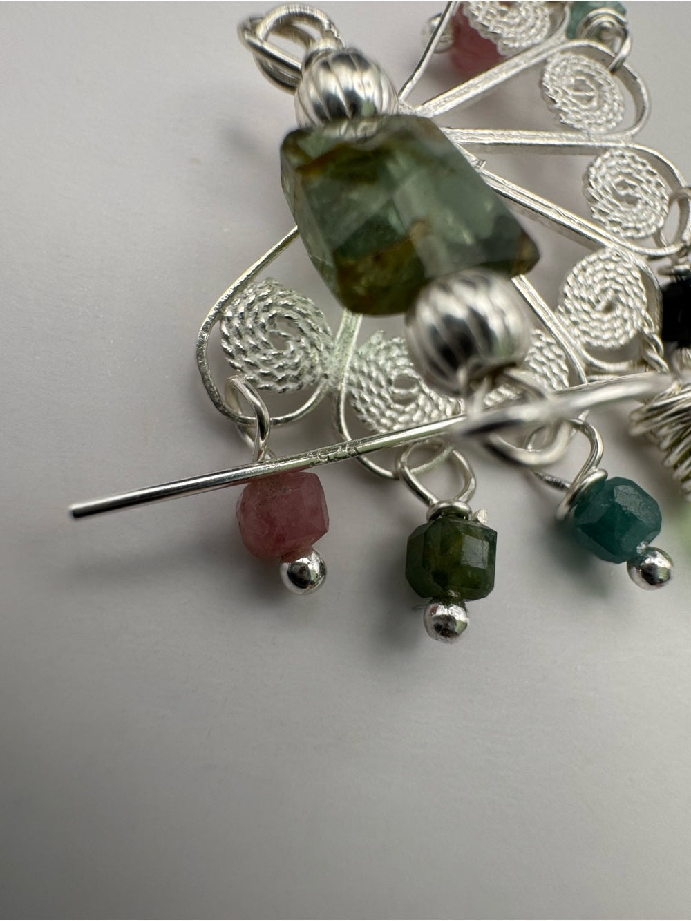 HKB4 Mixed Tourmaline Fan Hook Earrings