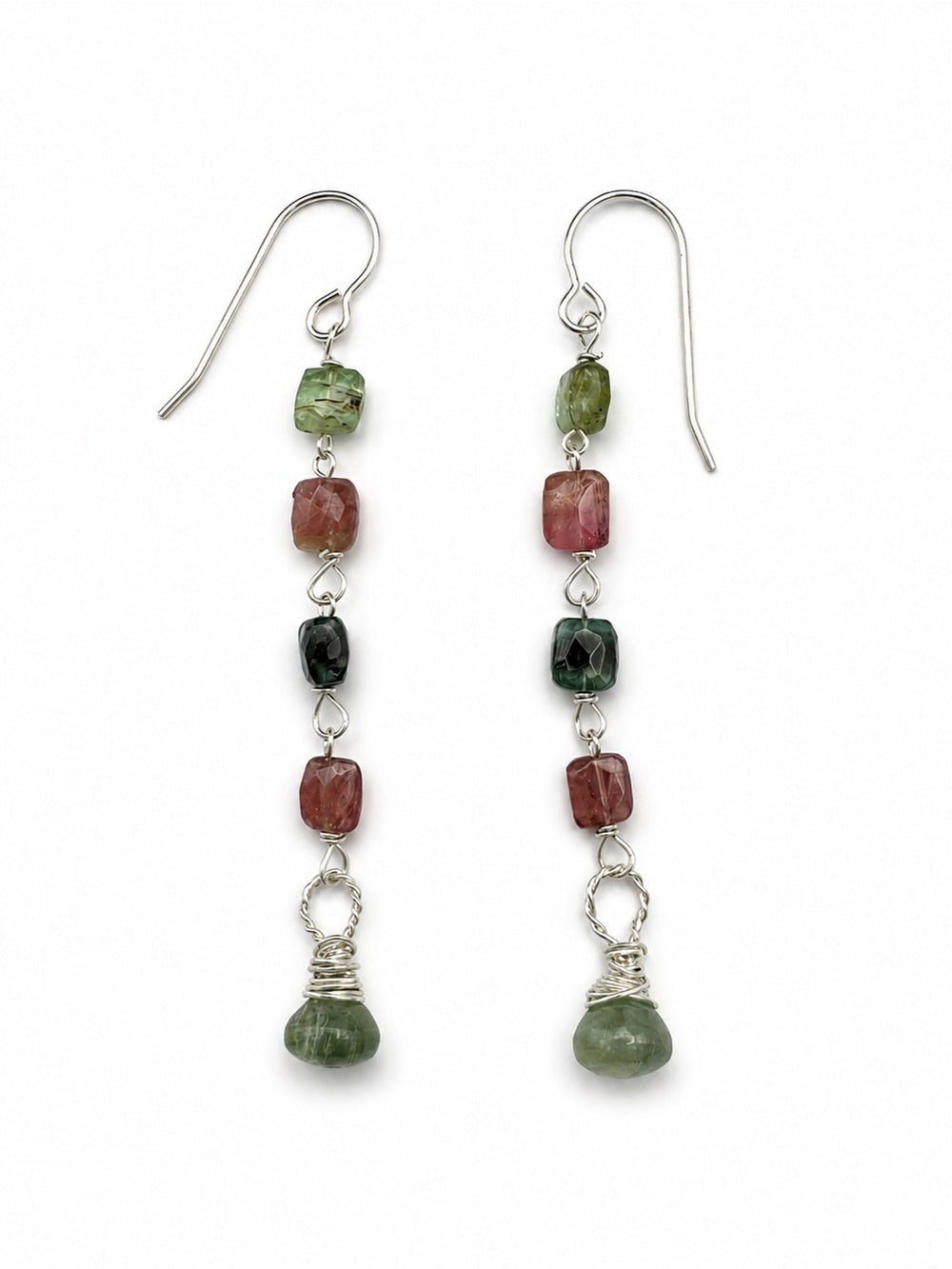 HKB55 Mixed Tourmaline Square Hook Earrings