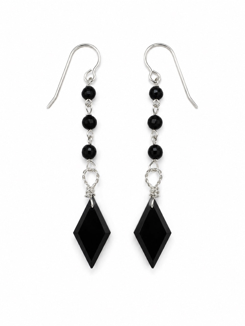 HKB60 Black Onyx Diamond Hook Earrings