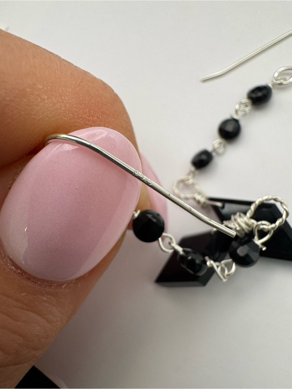 HKB60 Black Onyx Diamond Hook Earrings