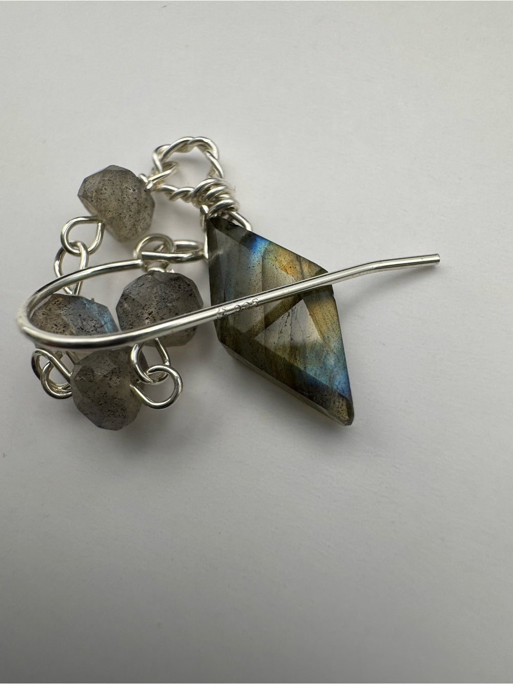 HKB61 Labradorite Diamond Hook Earrings