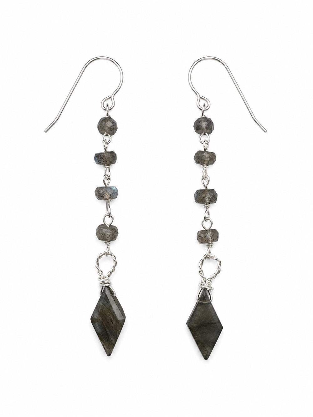 HKB61 Labradorite Diamond Hook Earrings