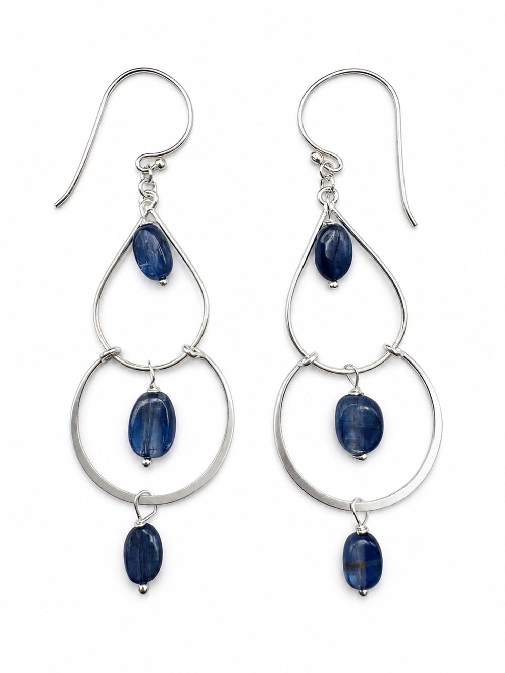 HKB6 Kyanite Oval Chandelier Hook Earrings