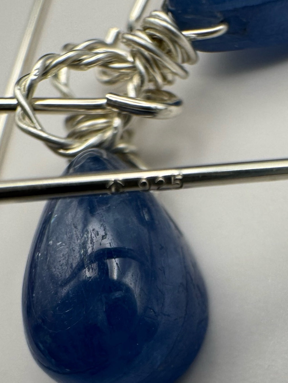 HKB6 Kyanite Oval Chandelier Hook Earrings