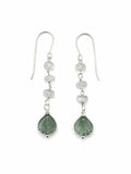 HKB107 Moonstone + Flourite Shell Hook Earrings