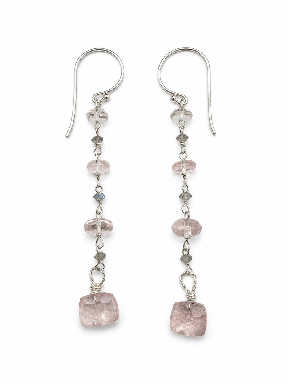 HKB83 Morganite Dangle Hook Earrings