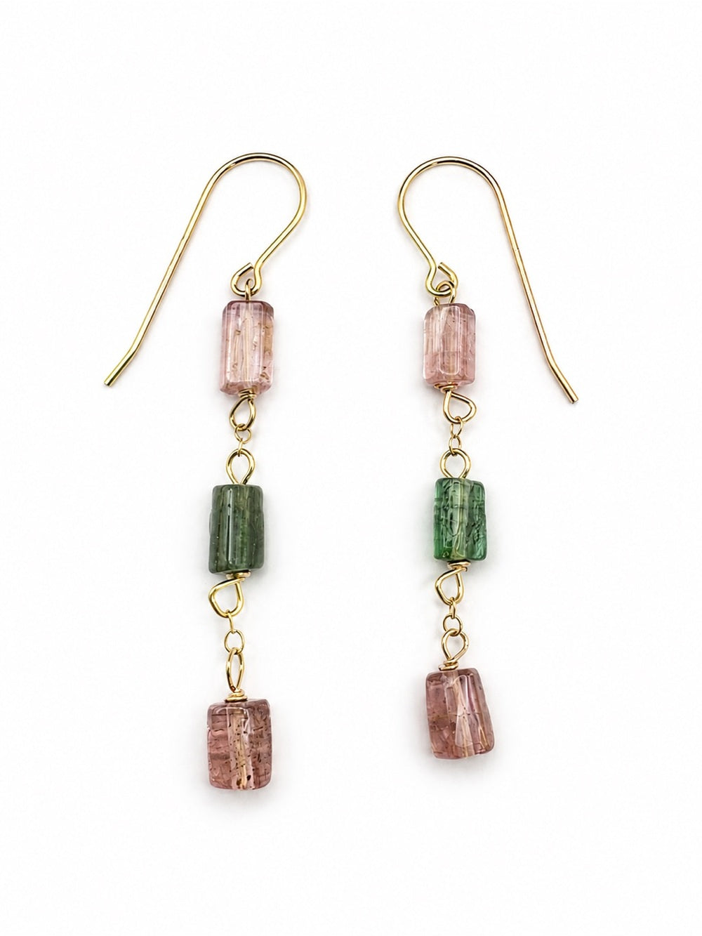 HKB202 Watermelon Tourmaline Hook Earrings