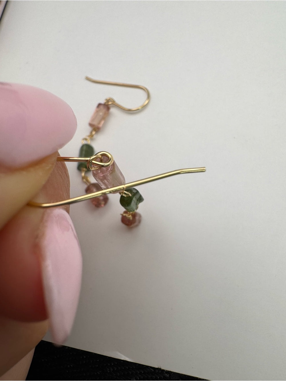 HKB202 Watermelon Tourmaline Hook Earrings