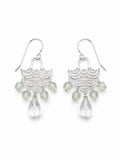 HKB106 Crystal Quartz + Prehnite Fan Hook Earrings