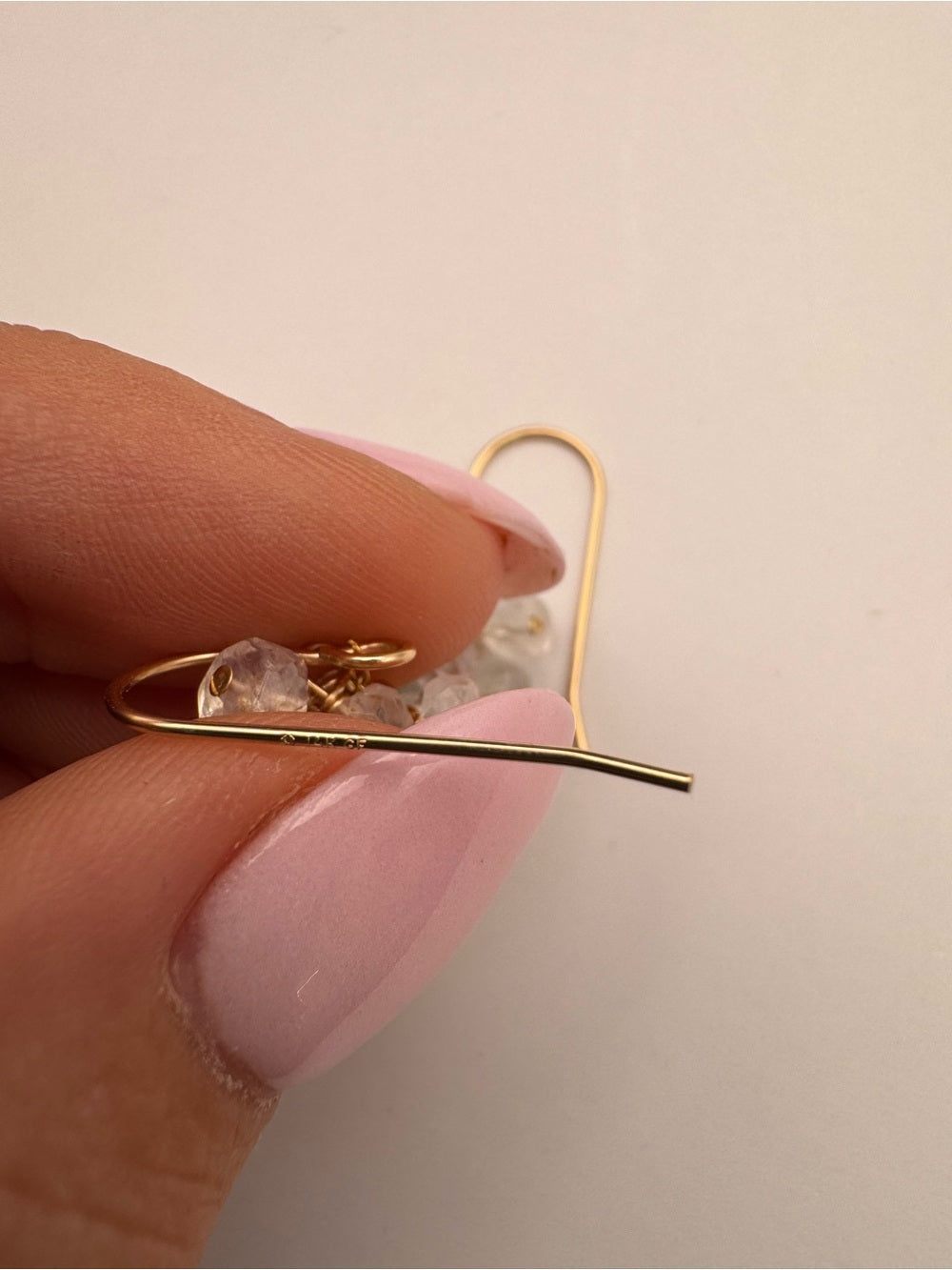 HKB109 Flourite and Moonstone Shell Hook Earring