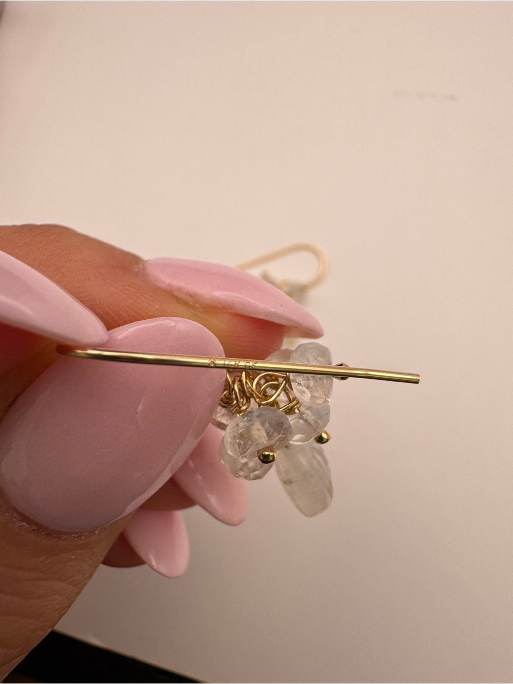 HKB102 Gold Filled Moonstone Shell Hook Earrings