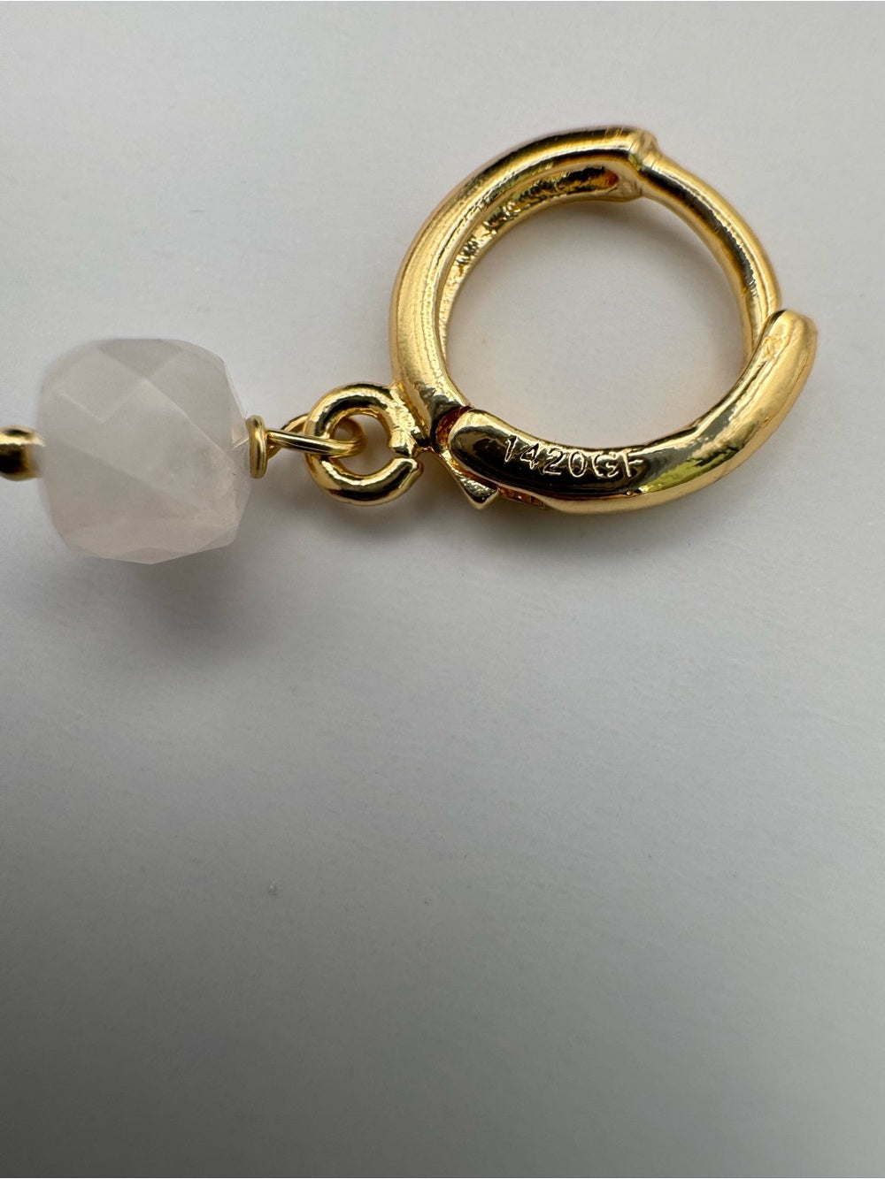 HG52 Rose Quartz Huggie Earrings