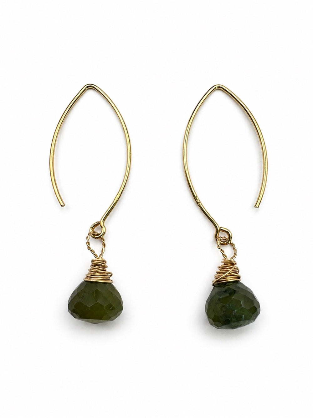 HT05 Vesuvianite Gold Threader Hook Earrings