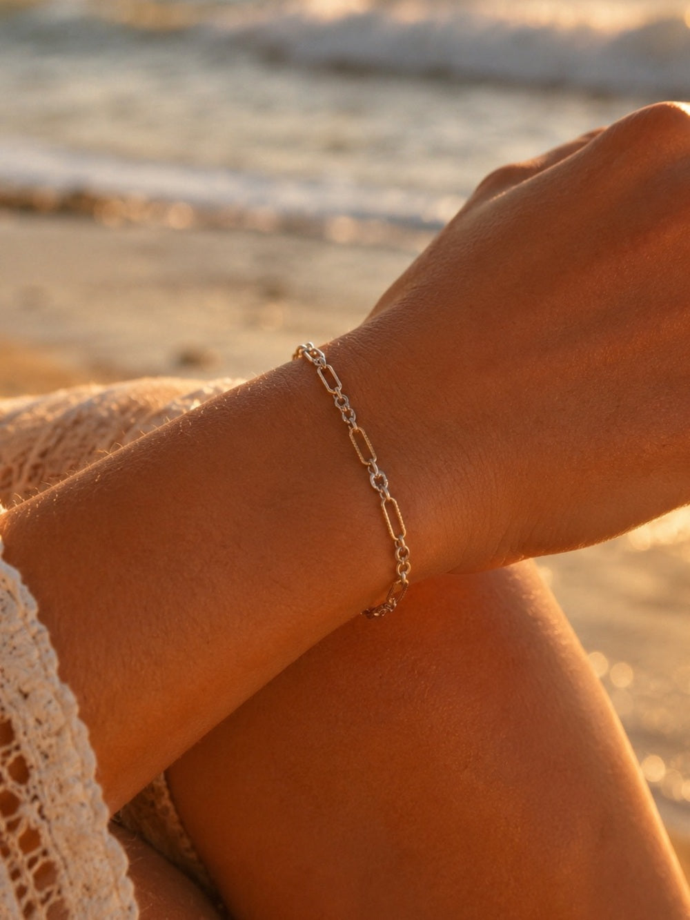 Two-Toned Alternating Paperclip Custom Bracelet
